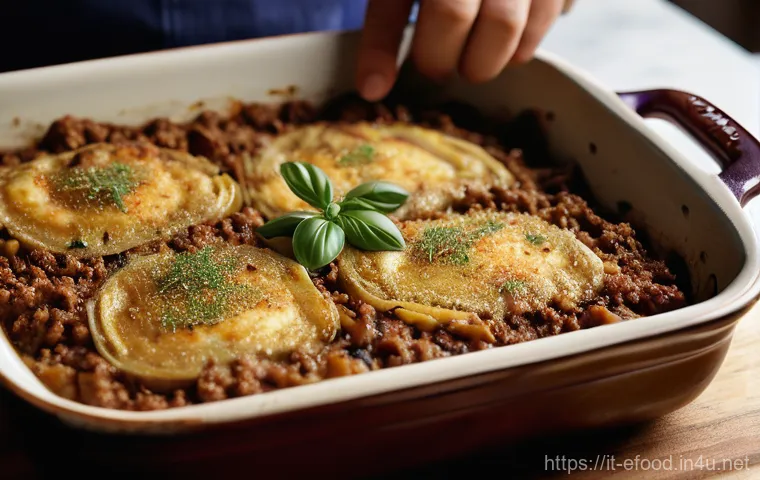 그리스 전통 요리 무사카 - Image Prompt 1: The Art of Layering Moussaka**
