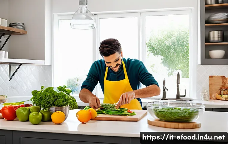 푸드 밀키트 트렌드 - **Prompt 1: Italian Family Cooking with a Meal Kit**
"A bright, clean, modern Italian kitchen wi...