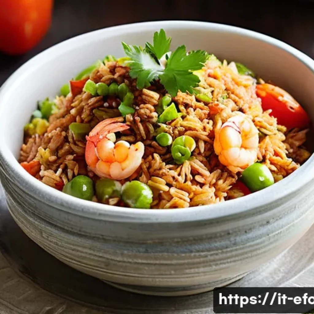 미국 남부 전통 요리 잠발라야 - **Vibrant Creole Jambalaya Feast in New Orleans:** A lively indoor scene set in a charming, slightly...